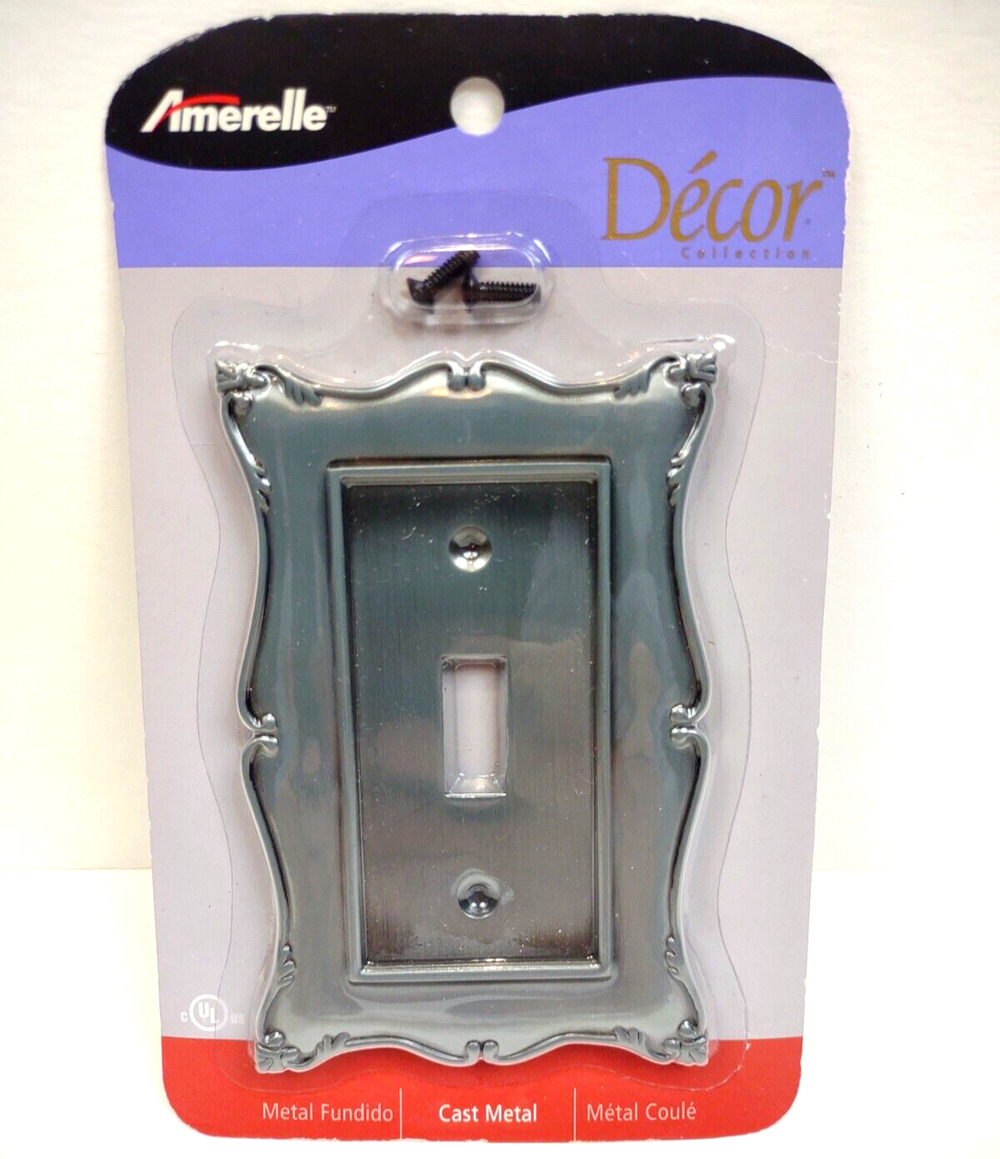 Amerelle Sophia Single Toggle Cast Metal Switch Plate in Antique Nickel - 86TAN
